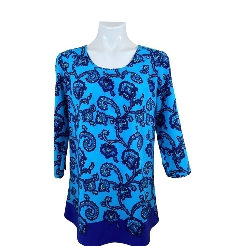 🌻LizClaiborne NY Blue Top Tunic Blouse Sz Small - Picture 1 of 7